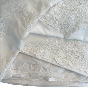 Whitework Bedding 2 Shams, queen Bedskirt and 2 Pillow Cases